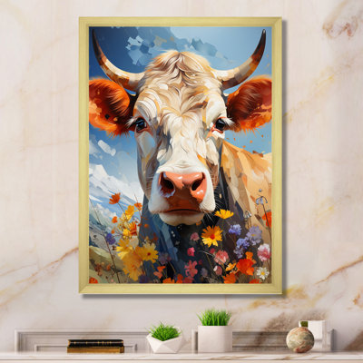 Lynkon Cow Floral Grazing III, reproduction d'art sur toile