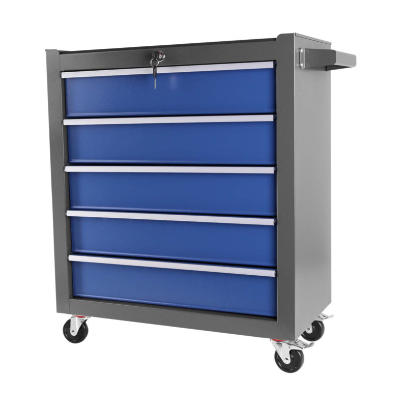 Coffre à outils à roulettes à 5 tiroirs avec roulettes, organisateur portatif pour garage et atelier, solution de rangement durable et spacieuse