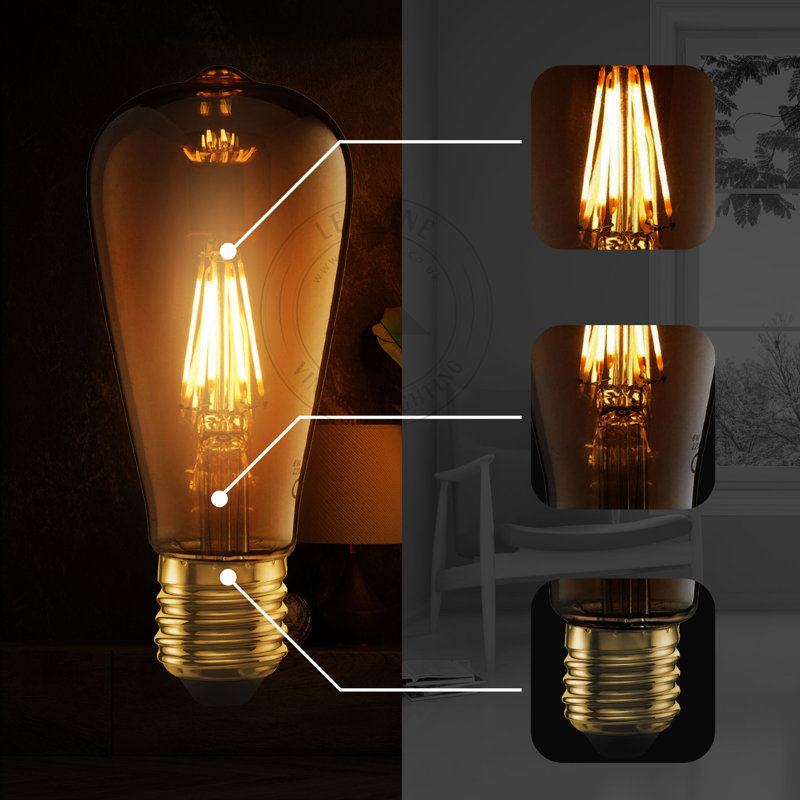 6W E27 Dimmable LED Vintage Edison GLS Light Bulb Amber