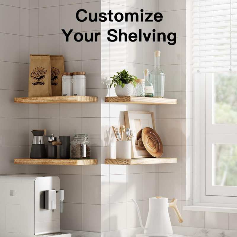 Floating Shelves, 40cm Wall Shelves, Light Brown