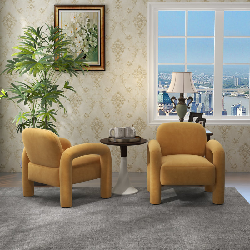 Velvet Armchair, Yellow