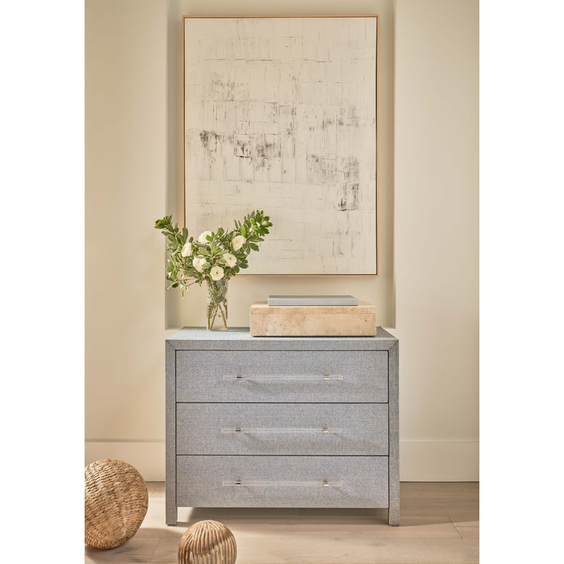 Gray Coastal 3-Drawer Chest with Acrylic Pulls