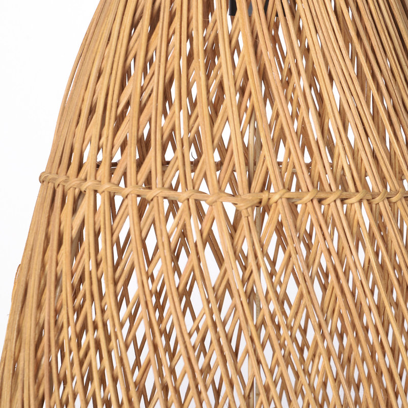 Luminaire suspendu géométrique naturel à 1 lumière Corlyn, Brun, H 33,46 po x l 13,77 po x P 13,77 po