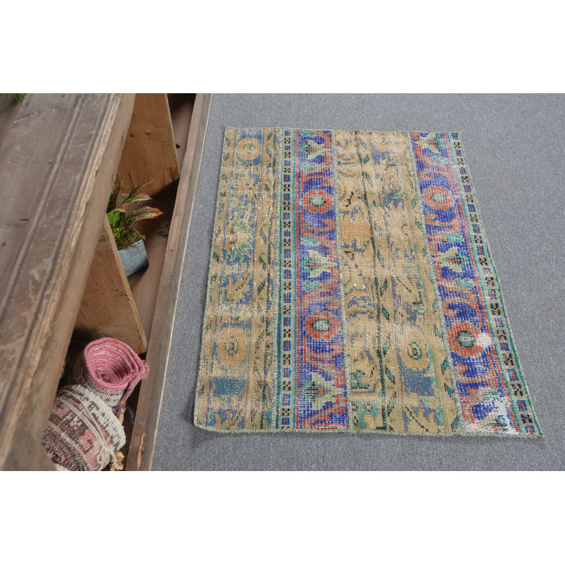 Turkish Rugs, 2.5x3.4 ft Small Rug, Floor Rugs, Luxury Rug, Vintage Rugs, Blue Oriental Rug