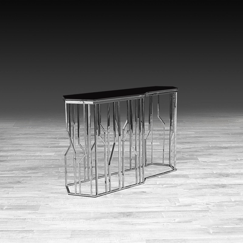 Console en verre Luciana , H 31,5 po x l 55 po x P 17 po, Argent