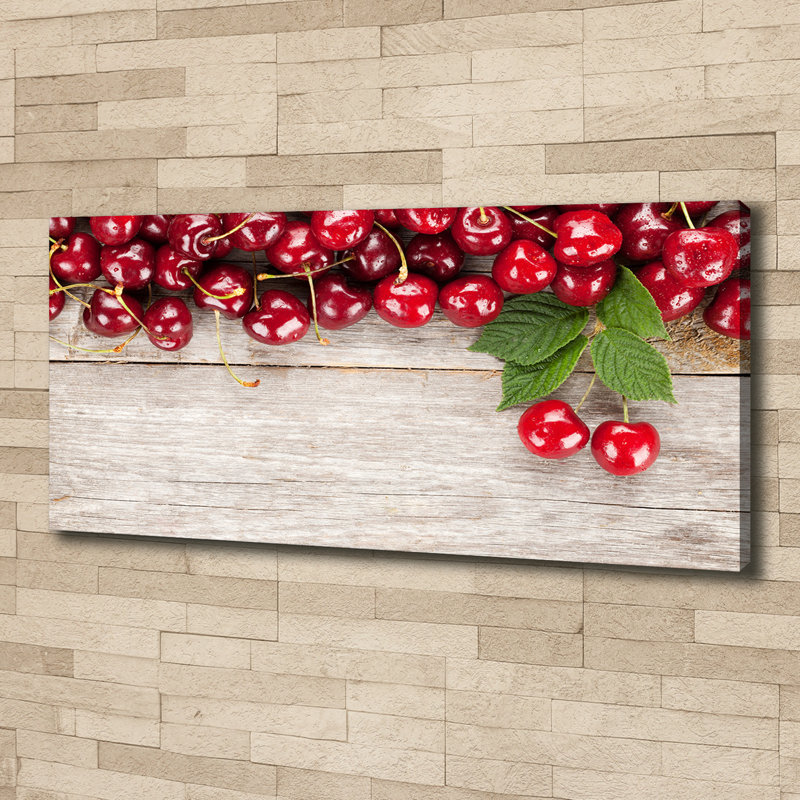 Cherries On Wood - Wrapped Canvas Print