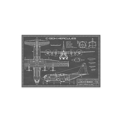 Avion C-130 Hercules | Impression noire sur verre acrylique