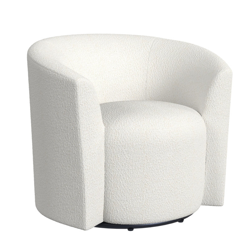 Markco 32'' Wide Swivel Barrel Chair, Cream Boucle