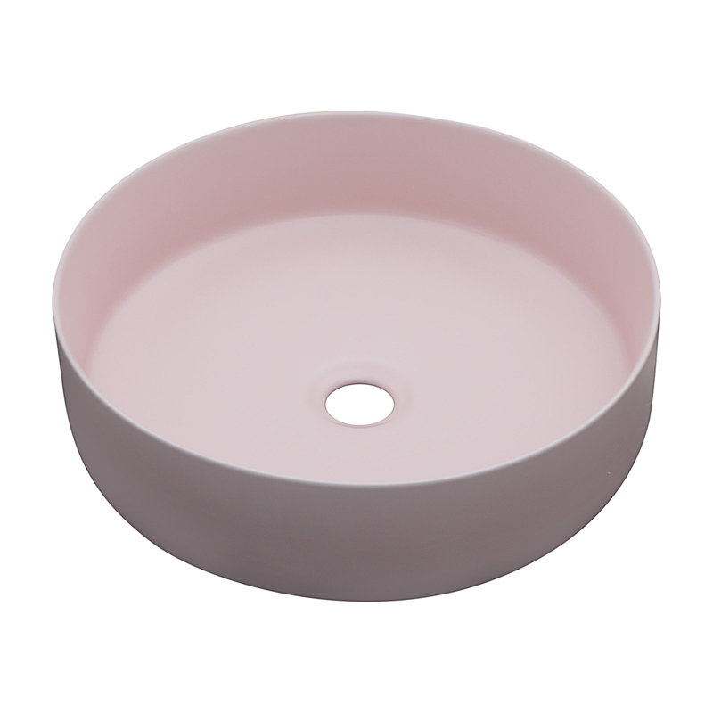 15.75"X15.75" Pink Ceramic Vessel Bathroom Sink, Pink