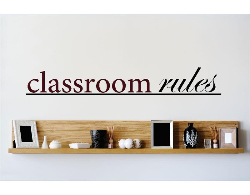 Décalcomanie murale règles de classe, H 10 po x l 40 po x P 0,16 po, Brun / Noir