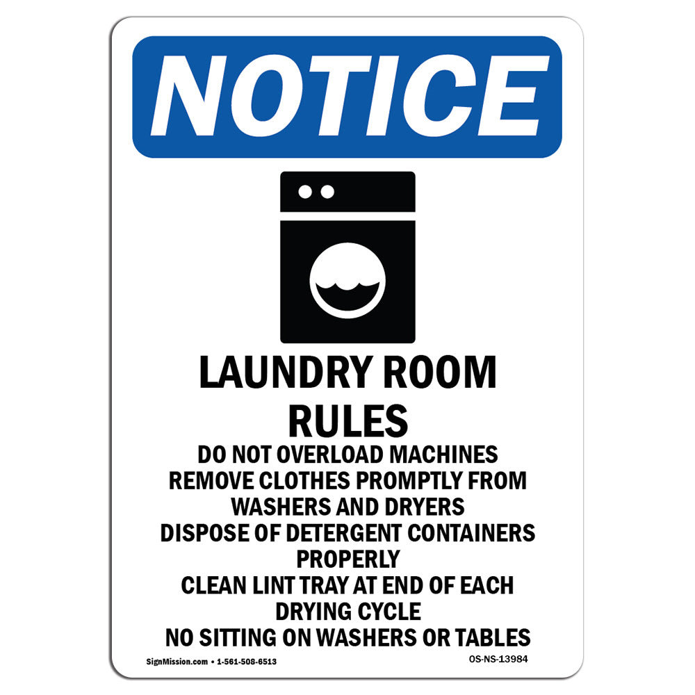 Laundry Room Rules Sign 