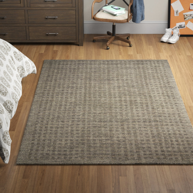Tapis gris anthracite en laine tissé à la main et à plat, Rectangle 6 pi 6 po x 9 pi 6 po