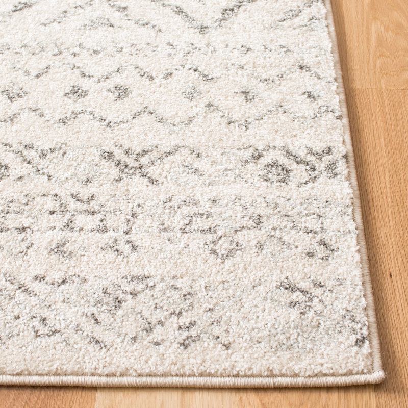 Tapis ivoire / gris Rentschler Southwestern, Rectangle 5 pi 3 po x 7 pi 6 po