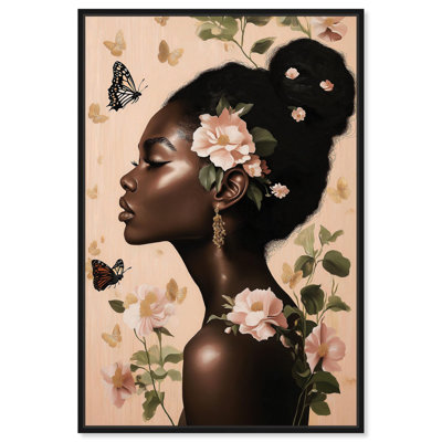 Abricot chuchotement sur toile, art floral chic par 