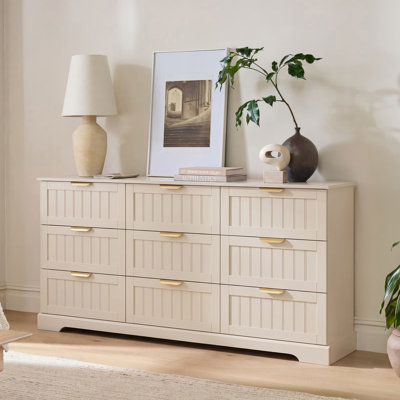 Commode 9 tiroirs Aideen, l 63 po Commode moderne avec poignée en métal