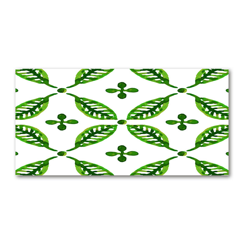 Green leaves 1 Piece Wall Art on Glass, 70cm H x 140cm W x 2cm D, Canvas