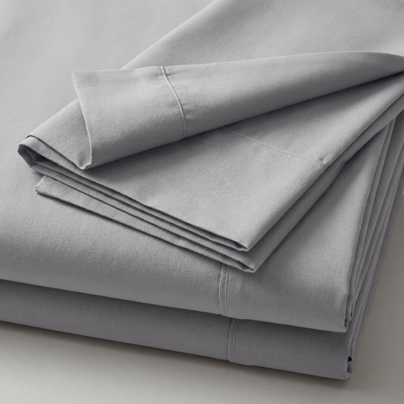 Ensemble de draps en mélange de coton 800 fils Superior, Ensemble de draps pour lit simple TG avec 1 taie d, Gris clair