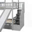 Lit superposé simple avec lit gigogne et glissade - aucun sommier nécessaire, structure en pin robuste (L 94,5 po x l 45,5 po x H 94 po)-1921453791
