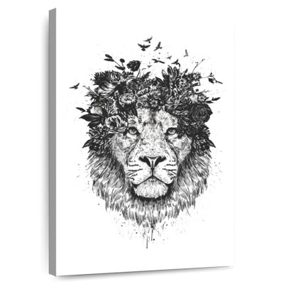 Brampt floral lion BW