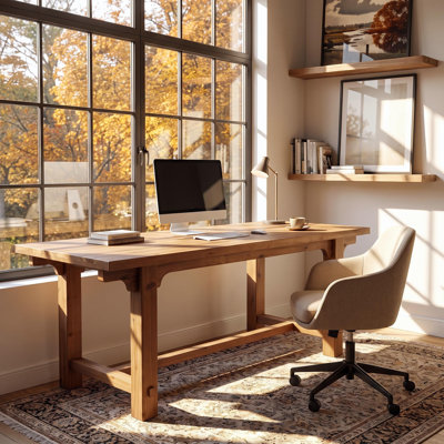 63" Farmhouse Solid Wood Executive Desk
