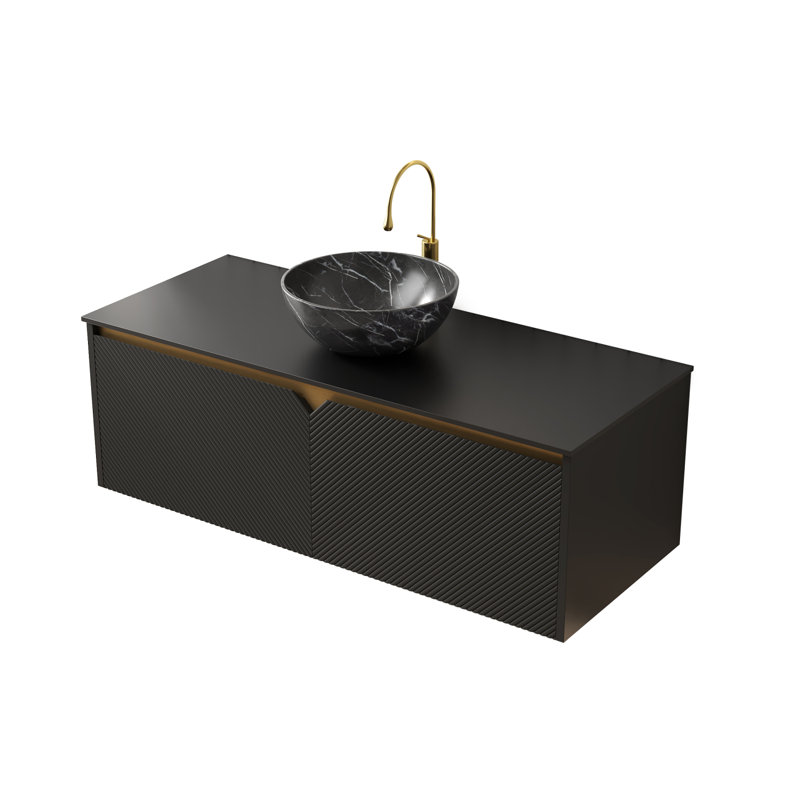 Meuble-lavabo 48 po avec portes en sergé et vasque en céramique