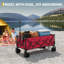 Heavy Duty Foldable Wagon for Beach, Extra Large Collapsible Foldable Wagon for Camping, All Terrain Beach Wagons Extended with Cup Holders for Sand-945992318