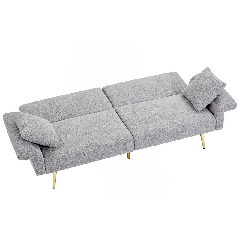 Canapé-lit d'appoint moderne rembourré avec poche latérale, canapé-lit pliant, canapé de salon, Ourson gris