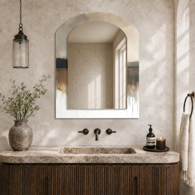 Miroir mural Farmhouse - beige lac Horizon Calm Nature II, imprimé sur métal