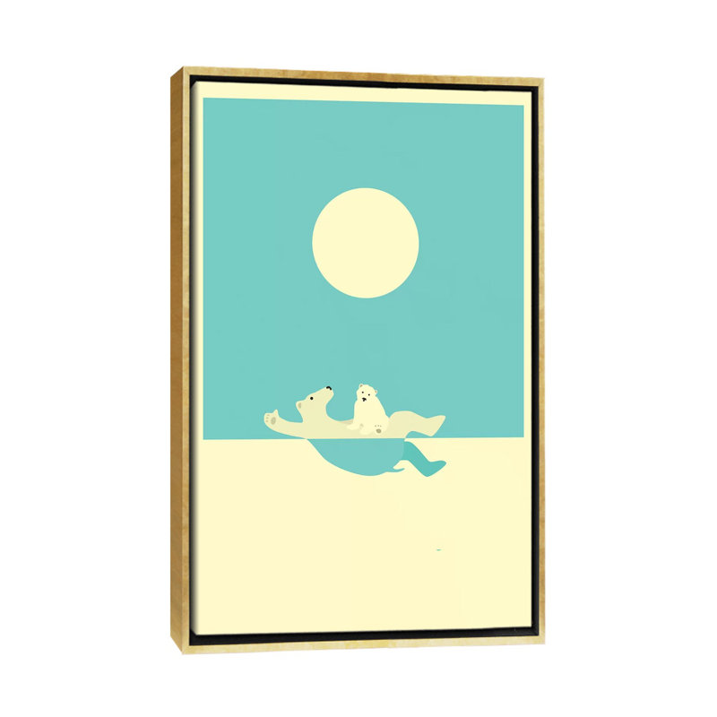 Art encadré, cours de natation II, H 60 po x l 40po x P 1,5 po, Toile encadrée d'or