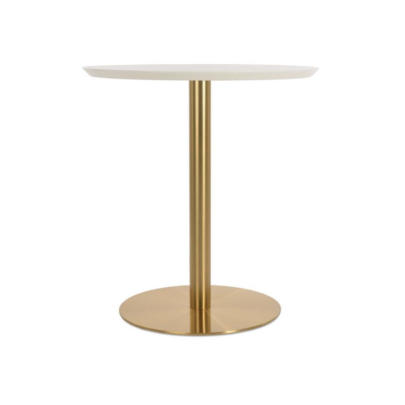 Table de bar en bois brossé Tango, H 42,5 po x L 32 po x l 32 po, Blanc