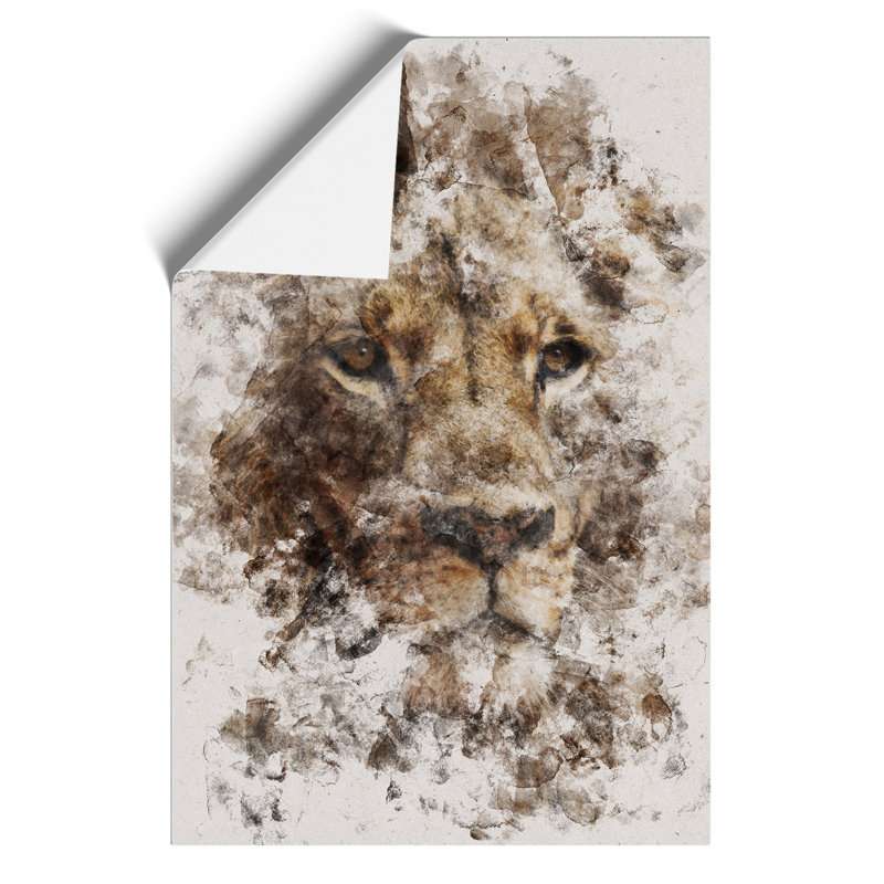Face Of A Lion Watercolour - No Frame Print, 42cm H x 30cm W x 0.1cm D