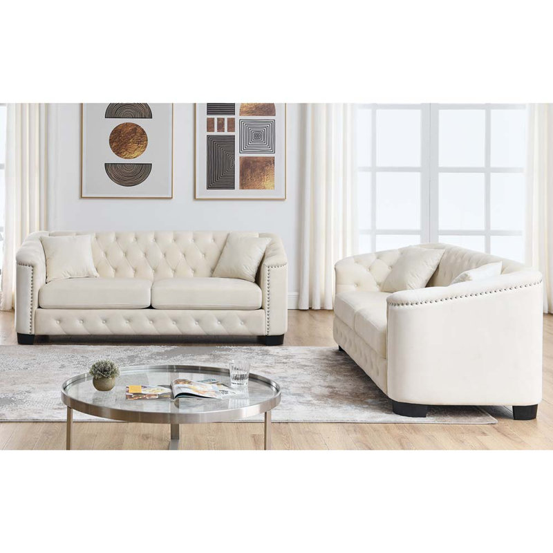 Canapé modulaire 2 pièces Jovaras, Symétrique, Lin beige