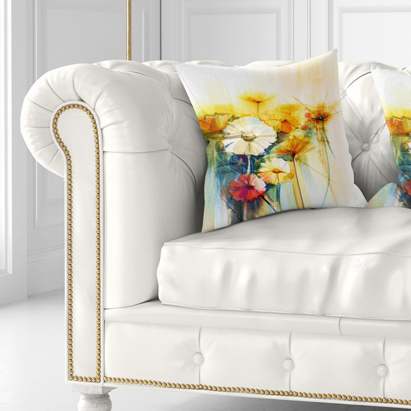 Coussin floral à fleurs, 16 po x 1 po, Coussin décoratif