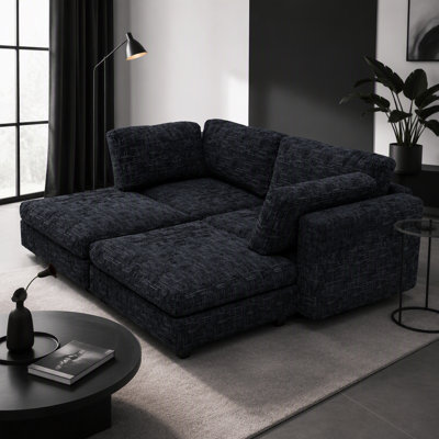 Modular Sectional Sofa, Convertible Sofa Seat With Storage, Sleeper Sectional Sofa Set, Fabric Flexible Modular Combinations for Living Room(4seats)