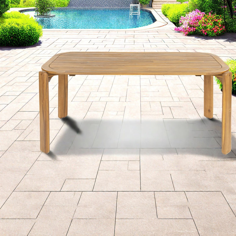 Tables de patio durables, 67 en bois d'acacia, repas d'extérieur moderne en lattes de teck