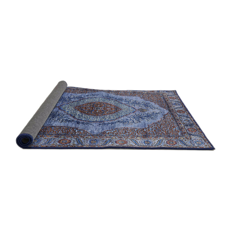 Tapis oriental bleu / brun, Rond 3 pi