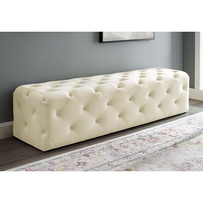 Modway Amour Tufted Button Entryway Bench, Ivory, 16.5" H x 72" W x 19" D