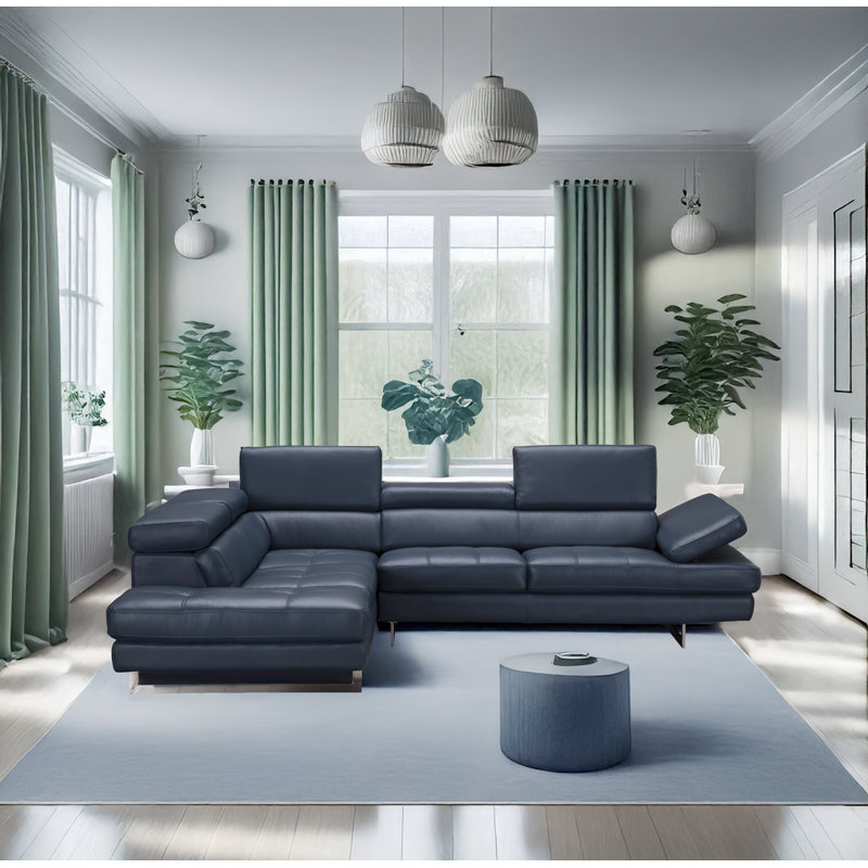 Antalya 2 - Piece Upholstered Blue Sectional, Blue
