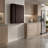 Stained  Wall-Mounted Bar Cabinet with Fold-Down Table