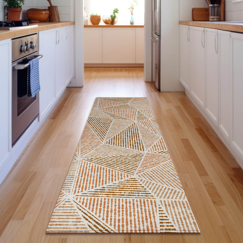 Premium Machine Washable Cerrito Terracotta Rug, Runner 2'3" x 7'6"