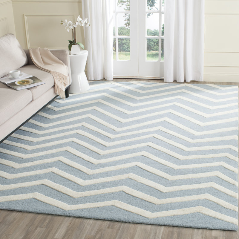 Tapis à chevrons en laine touffeté à la main Sanyla, Rectangle 6 pi x 9 pi