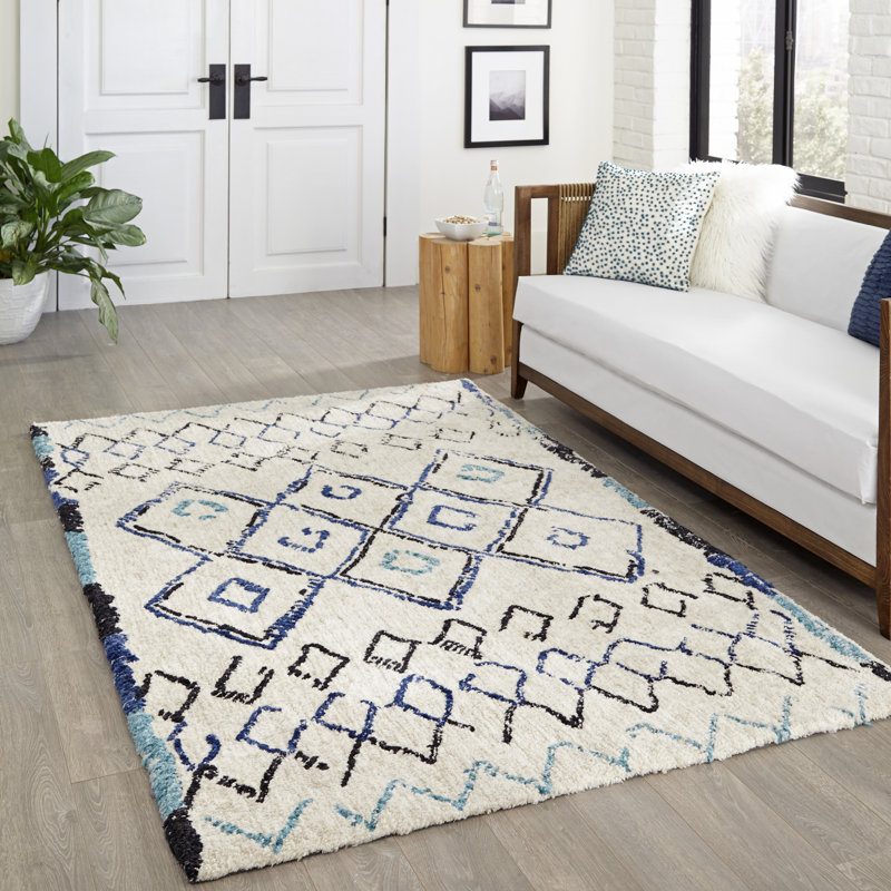 Oriental ivoire tapis décoratif Valora, Rectangle 7 pi 6 po x 9 pi 6 po