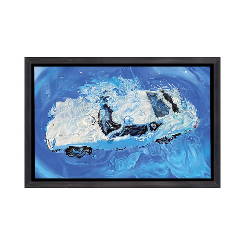 «Cobalt» par Marcello Petisci - reproduction d'art, H 26 po x l 40 po x 1,5 po, Toile encadrée noir délavé