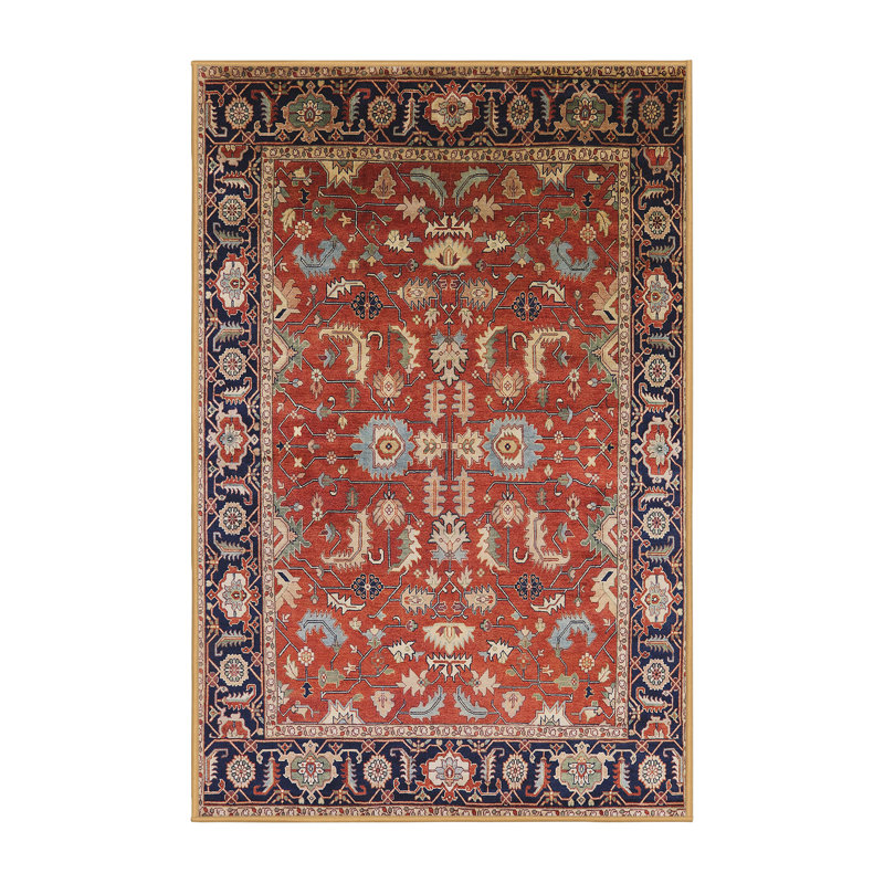 Tapis oriental rouge et bleu, Rectangle 5 pi x 8 pi