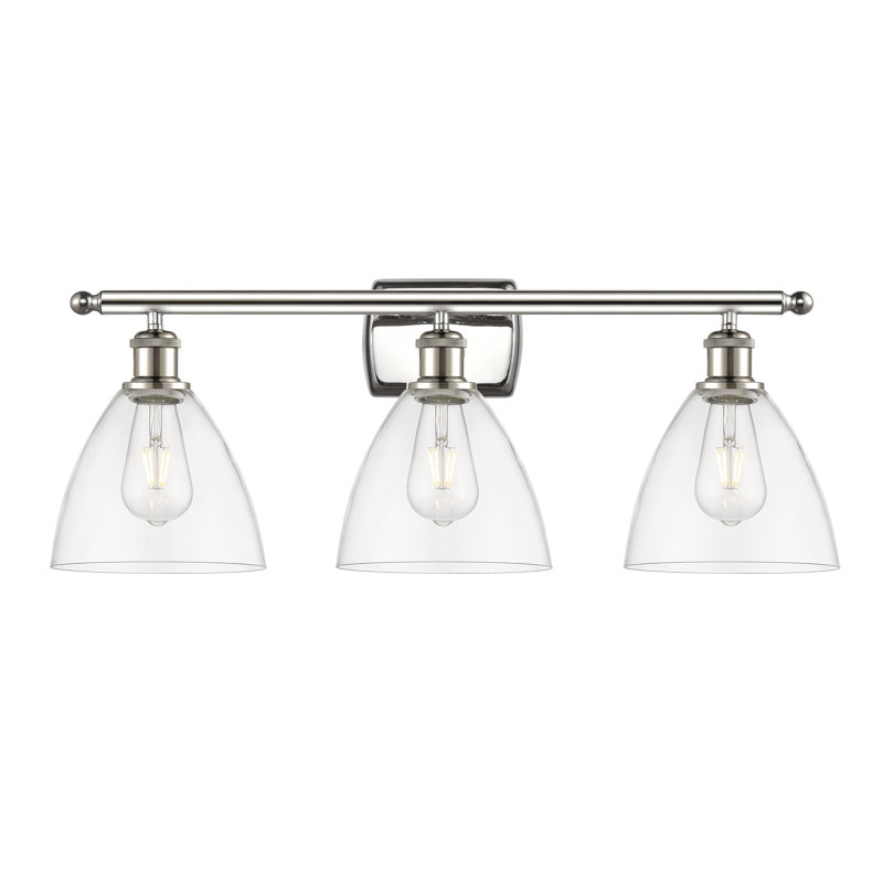 Éclairage pour meuble-lavabo 3 lumières Shauna, Incandescente, Transparent, Nickel poli