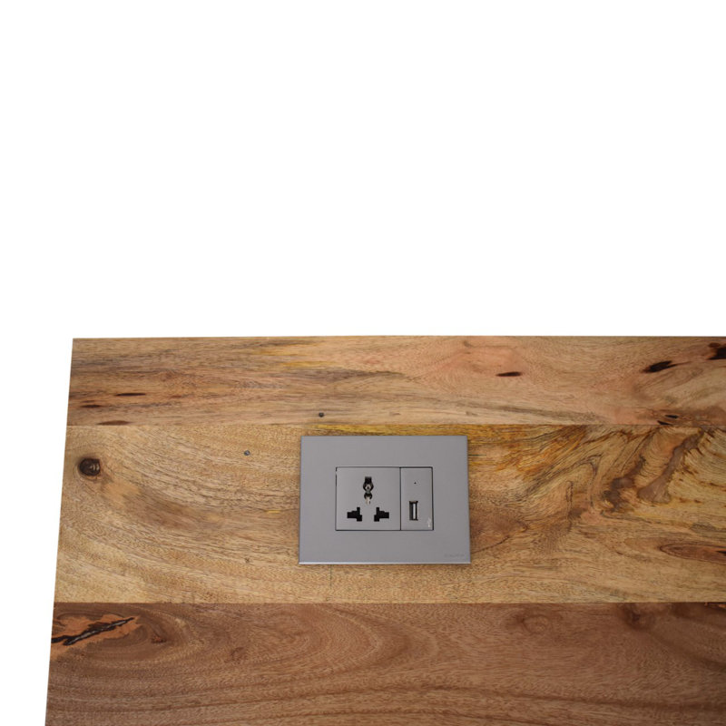 Michaud Solid Wood Writing Desk with Power Outlet