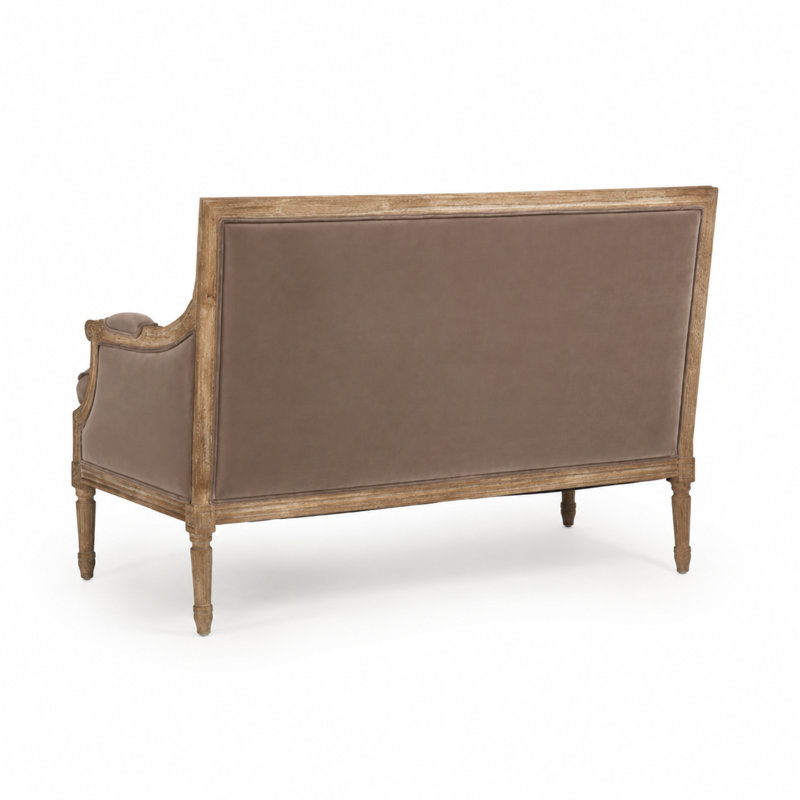 Bodil 48 " Velvet Loveseat, Brown Velvet, Limed Gray