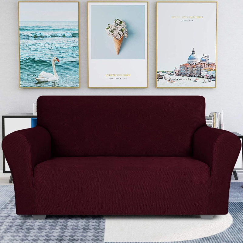 Housse pour causeuse à coussins carrés/rectangulaires, Mélange de polyester rouge vent