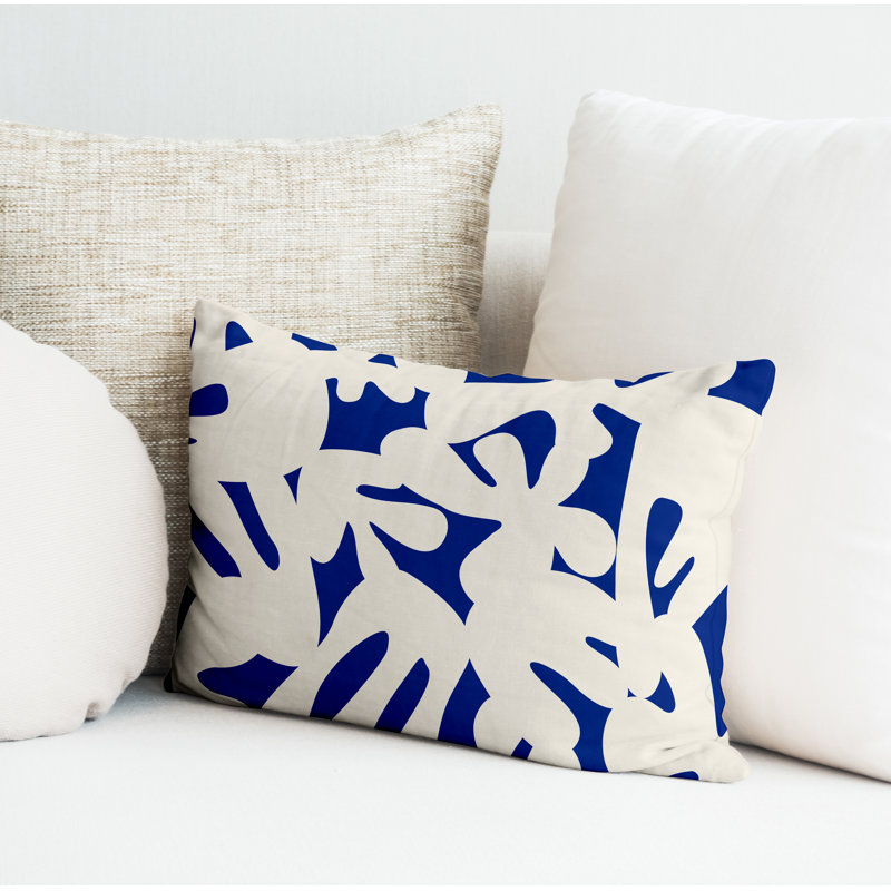 Coussin décoratif intérieur / extérieur en polyester filé Sheri, Bleu marine, H 14 po x l 20 po