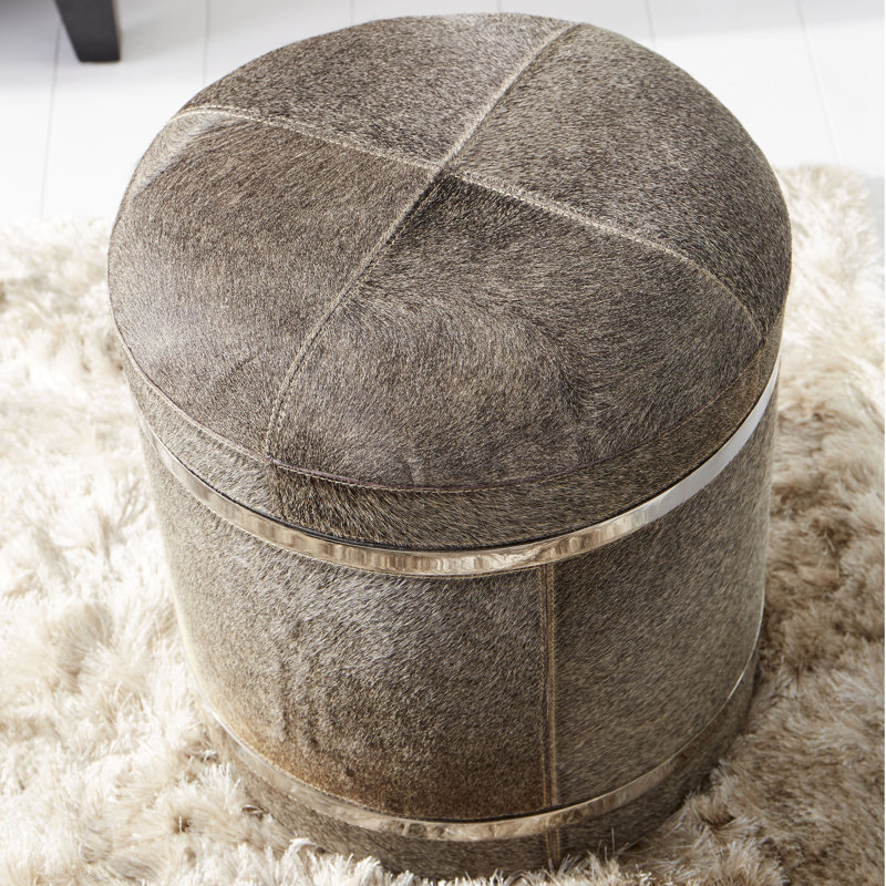 Fabulous Hyde Leather Accent Stool, Brown
